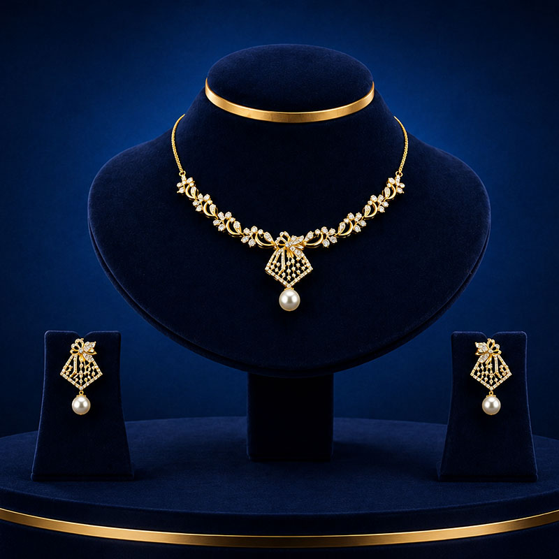 Pearl Setting Diamond Necklace